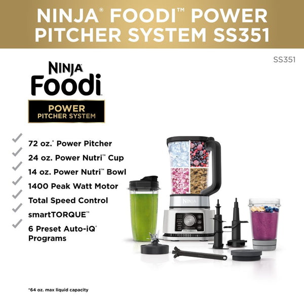 Ninja Foodi Power Pitcher System - Smoothie Bowl Maker + 4-in-1 and Personal Blender