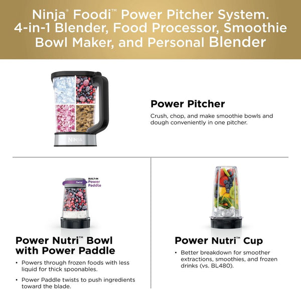 Ninja Foodi Power Pitcher System - Smoothie Bowl Maker + 4-in-1 and Personal Blender